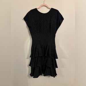 Vintage Neiman Marcus Black Satin/Silk Ruffled Dress